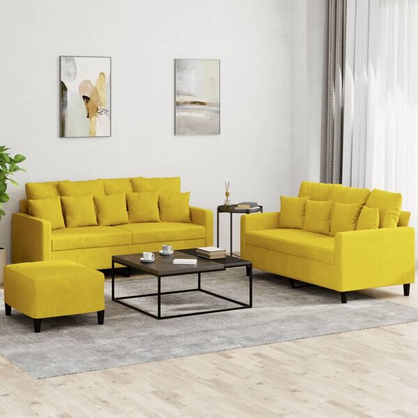 Maison Exclusive – 3-dielna sedacia súprava s vankúšmi, žltý zamat