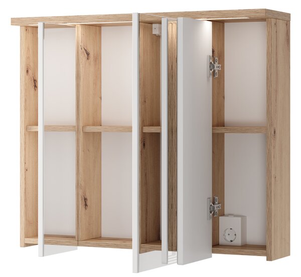 Szynaka Závesná zrkadlová skrinka s LED osvetlením Sting 58 80 cm dub Artisan