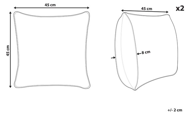 Sada 2 dekoratívnych vankúšov červená polyester tartanový kockovaný vzor vianočný motív 45 x 45 cm štvorcový tvar dekorácie doplnky
