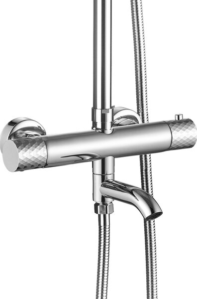 Rea Lungo Diamond, sprchová/vaňová sada s termostatickou batériou, hlavovou a ručnou sprchovou hlavicou, chrómová, REA-P5961