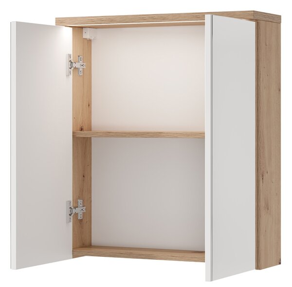 Szynaka Závesná zrkadlová skrinka s LED osvetlením Sting 56 60 cm dub Artisan