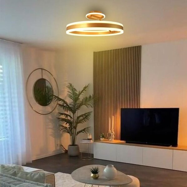LED Stmievateľný prisadený luster LED/86W/230V 3000-6500K zlatá + diaľkové ovládanie