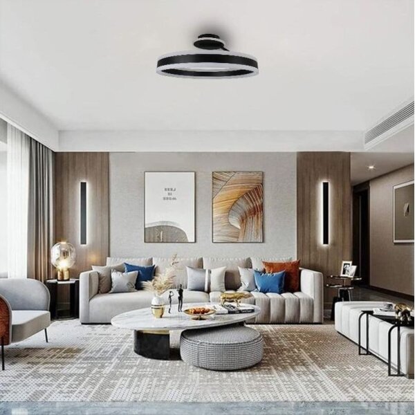 LED Stmievateľný prisadený luster LED/86W/230V 3000-6500K čierna + diaľkové ovládanie
