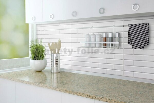 Obkladové panely 3D PVC 02, rozmer 440 x 580 mm, malá tehla biela s bielou škárou, IMPOL TRADE