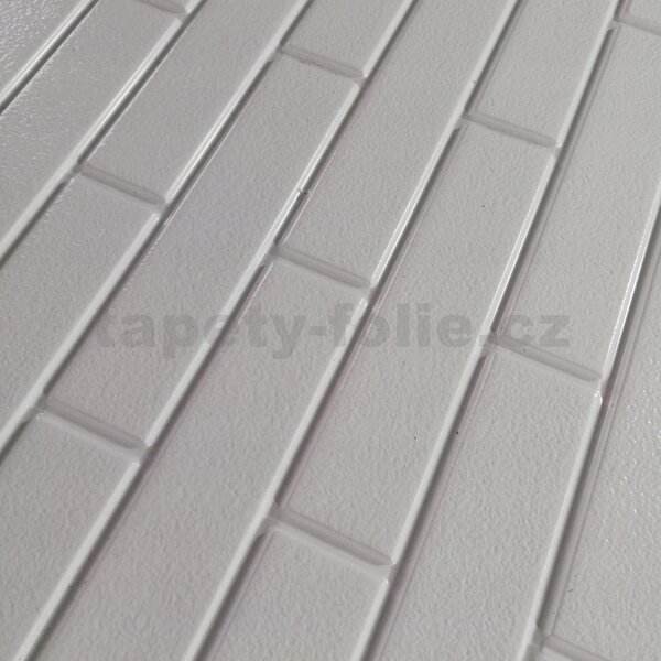Obkladové panely 3D PVC 02, rozmer 440 x 580 mm, malá tehla biela s bielou škárou, IMPOL TRADE