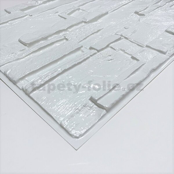 Obkladové panely 3D PVC 14, rozmer 440 x 580 mm, ukladaný kameň biely, IMPOL TRADE