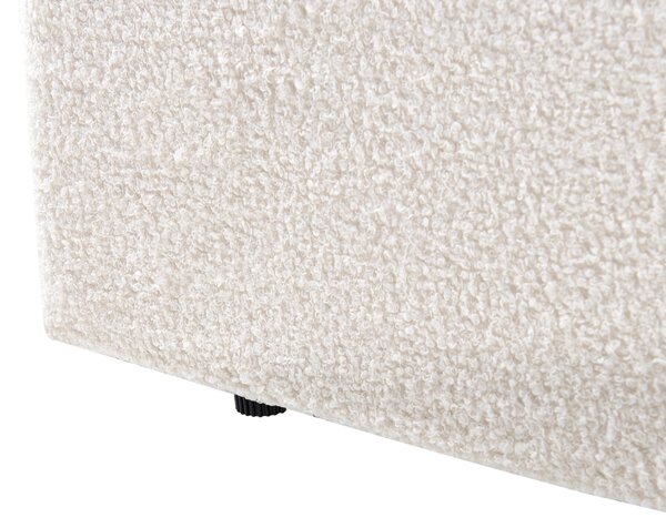 Posteľ krémová biela buklé čalúnenie 180 x 200 cm prešívané čelo lamelový rošt s úložným priestorom moderný štýl spálňa