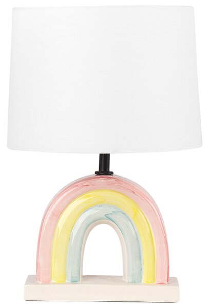 Stolná lampa viacfarebný keramický podstavec biele tienidlo polyester bavlna minimalistický dizajn