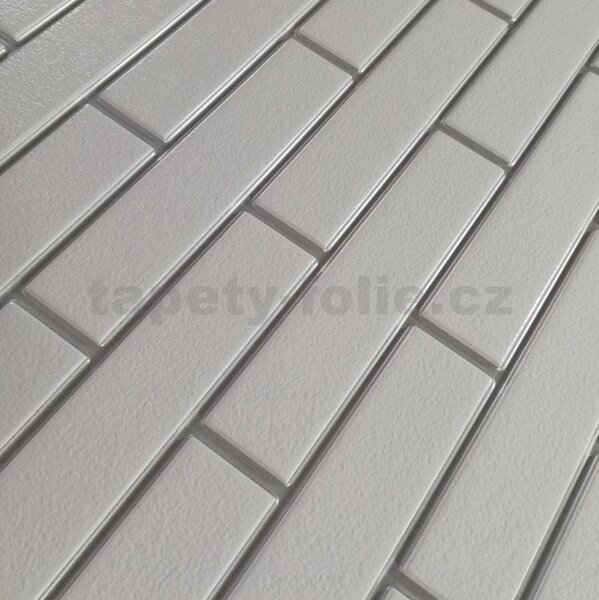 Obkladové panely 3D PVC 01, rozmer 440 x 580 mm, malá tehla biela so striebornou škárou, IMPOL TRADE