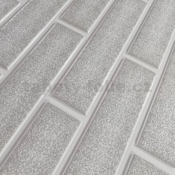 Obkladové panely 3D PVC 06, rozmer 440 x 580 mm, tehla svetlo sivá s bielou škárou, IMPOL TRADE