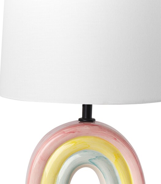 Stolná lampa viacfarebný keramický podstavec biele tienidlo polyester bavlna minimalistický dizajn