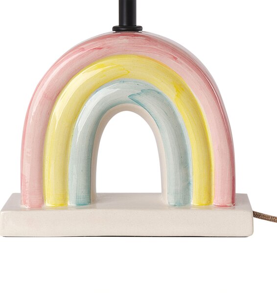 Stolná lampa viacfarebný keramický podstavec biele tienidlo polyester bavlna minimalistický dizajn