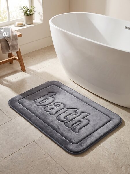 Sinsay - Kúpeľňový koberec s nápisom Bath - tmavosivá