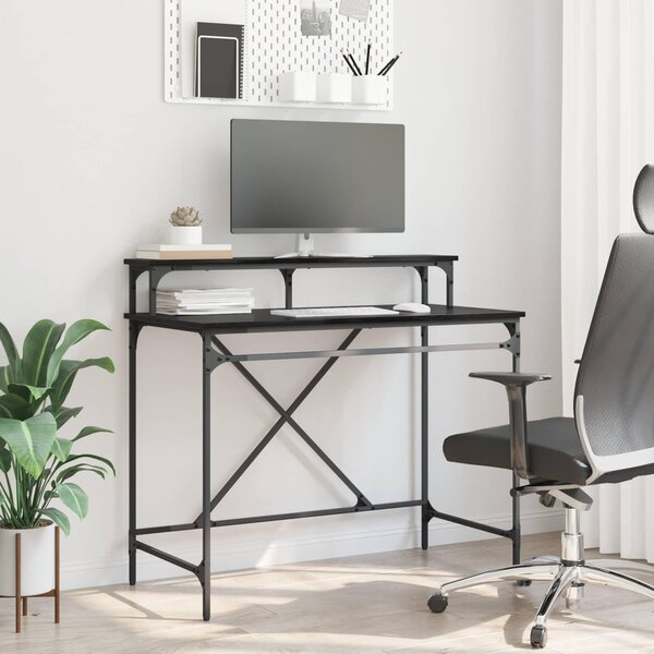 Maison Exclusive – písací stôl, čierna farba, vzhľad dubového dreva, materiál: drevotrieska