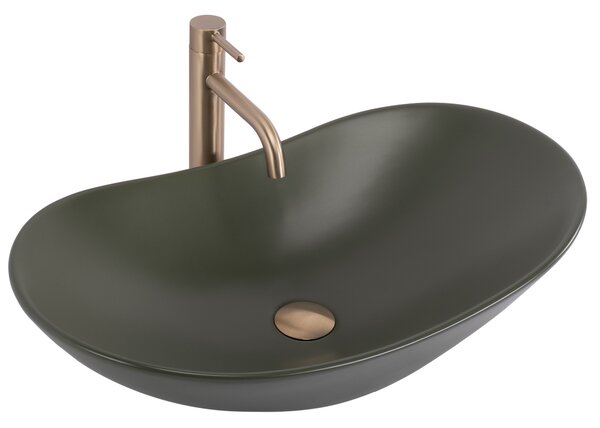 Rea Royal, umývadlo na dosku 615x355x155 mm, zelená matná, REA-U6372
