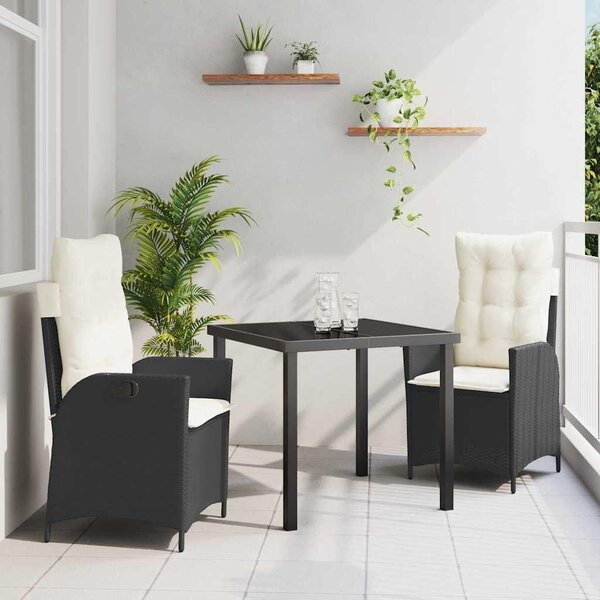 Maison Exclusive – Záhradná jedálenská súprava, 3 kusy, čierna, umelý ratan