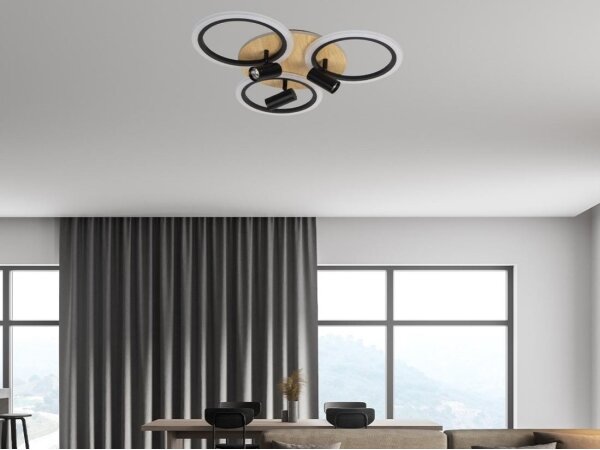 LED Stmievateľné stropné svietidlo LED/70W/230V 3000-6500K čierna/hnedá + DO