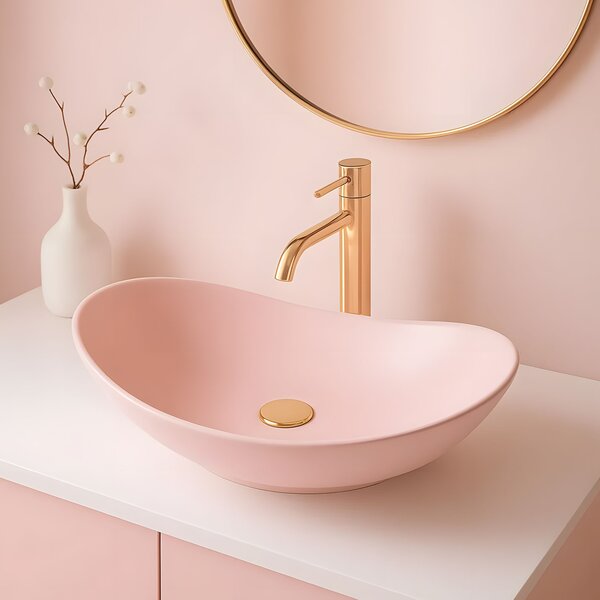 Umývadlo na dosku REA ROYAL Powder Pink Matt