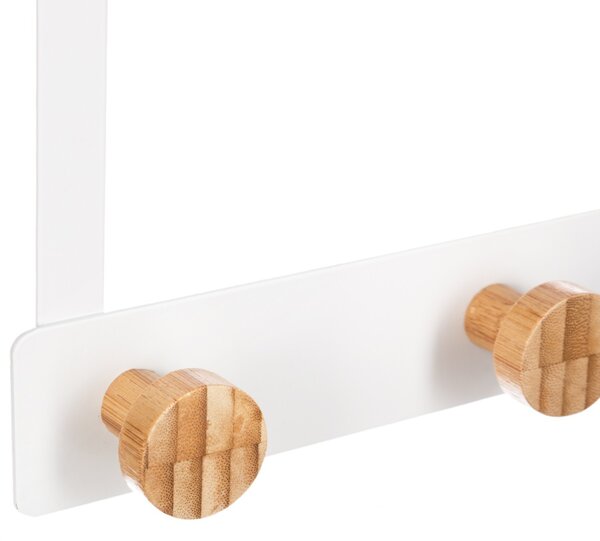 Držiak na uteráky White Bamb, biela/s drevenými prvkami