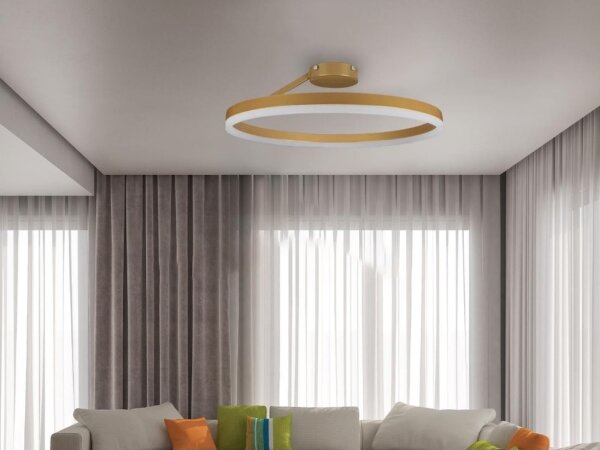 LED Stmievateľný prisadený luster LED/40W/230V 3000-6500K zlatá + diaľkové ovládanie