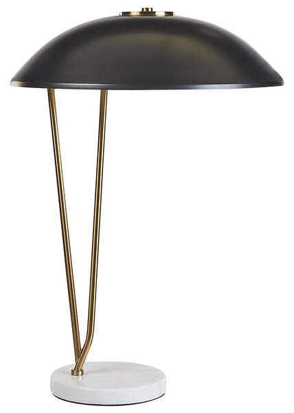 Stolná lampa čierna a zlatá mramorový podstavec železný odtieň kancelária moderný štýl