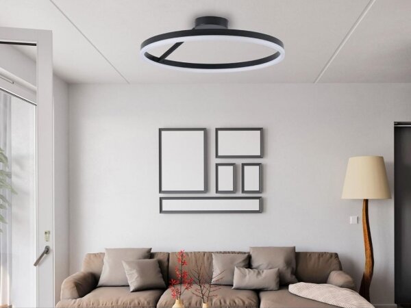 LED Stmievateľný prisadený luster LED/40W/230V 3000-6500K čierna + diaľkové ovládanie