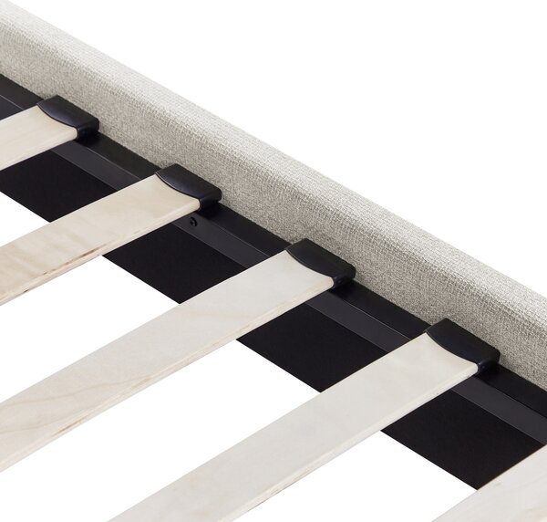 Posteľ čalúnená svetlobéžová 90 x 200 cm rám postele s roštom bez čela spálňa moderný minimalistický štýl