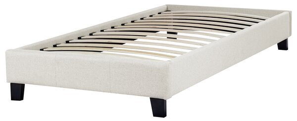 Posteľ čalúnená svetlobéžová 90 x 200 cm rám postele s roštom bez čela spálňa moderný minimalistický štýl