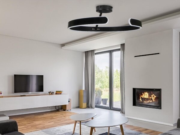 LED Stmievateľný prisadený luster LED/72W/230V 3000-6500K čierna + diaľkové ovládanie