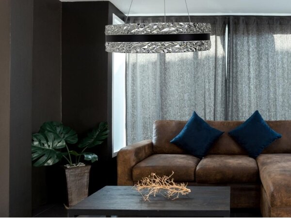 LED Stmievateľný luster na lanku LED/80W/230V 3000-6500K čierna + diaľkové ovládanie