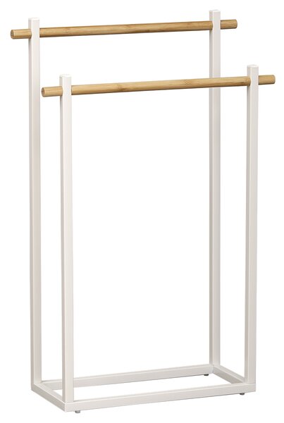 Stojan na uteráky White Bamboo 1, biela/s drevenými prvkami