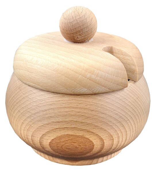 AMADEA Drevená cukornička s pokrievkou, masívne drevo, 10 cm