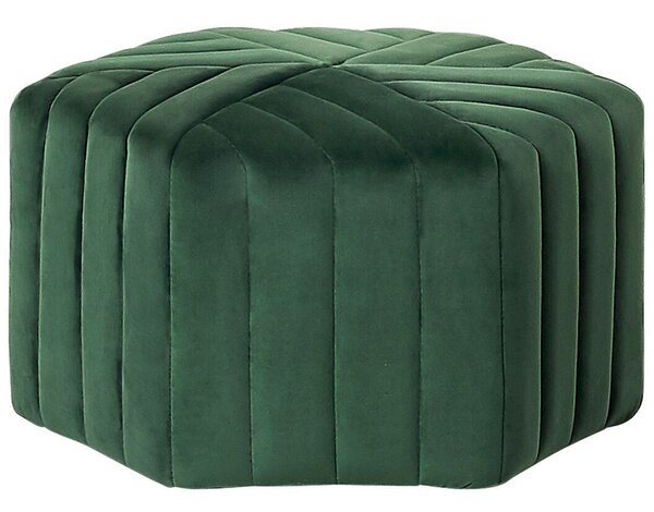 Taburetka zelená zamatové čalúnenie 53 x 48 x 29 cm šesťhranná podnožka glamour štýl obývačka spálňa