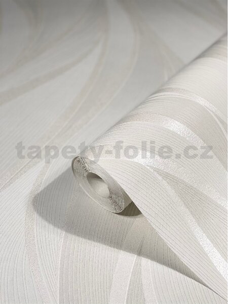 Vliesové tapety na stenu Hailey 82231, rozmer 10,05 m x 0,53 m, vlnovky krémovo biele, NOVAMUR 6794-10