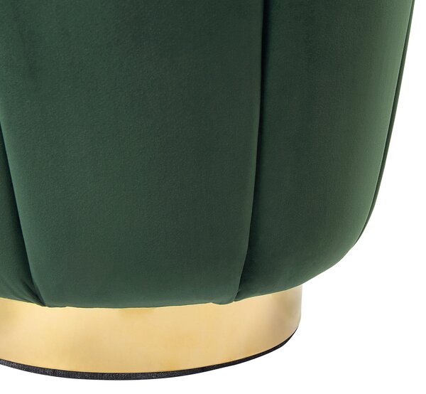 Taburetka zelená zamatová čalúnená zlatý podstavec okrúhla ø 43 x 37 cm elegantná glamour