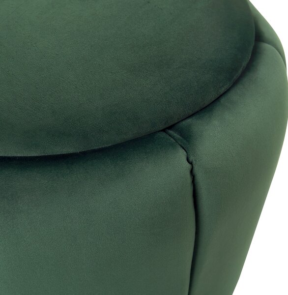 Taburetka zelená zamatová čalúnená zlatý podstavec okrúhla ø 43 x 37 cm elegantná glamour