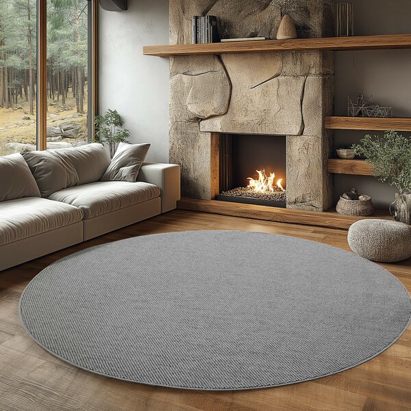 Ayyildiz, Kusový koberec Helix 2200 silver kruh, 120x120, šedá, chodba / predsieň