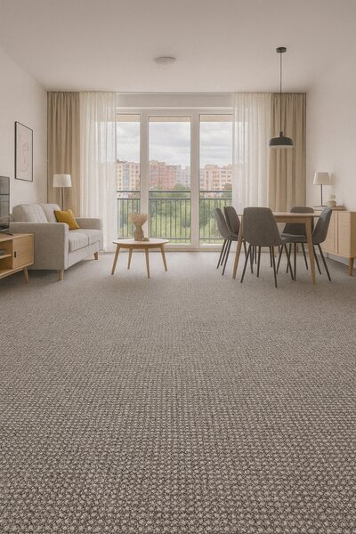 Spoltex , Metrážny koberec Texas 23 šedobéžový, na mieru, šíře 4m, šedá, filc, chodba / predsieň