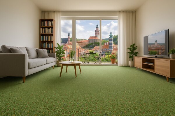 Betap , Metrážny koberec Virtuose 42, na mieru, šíře 4m, zelená, filc, chodba / predsieň