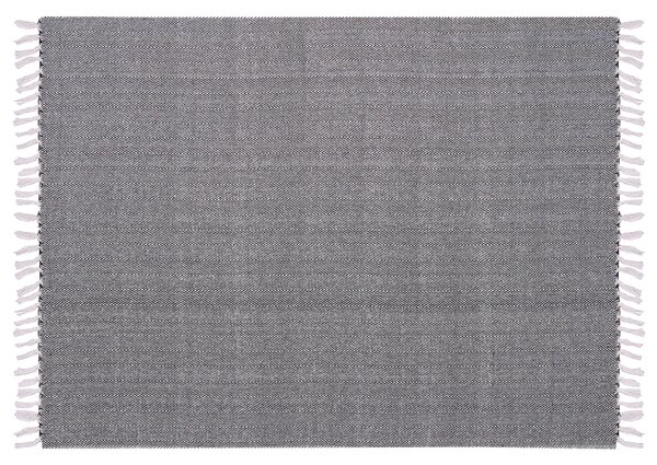 Deka čierna bavlnená 130 x 160 cm so strapcami prikrývka na posteľ boho štýl