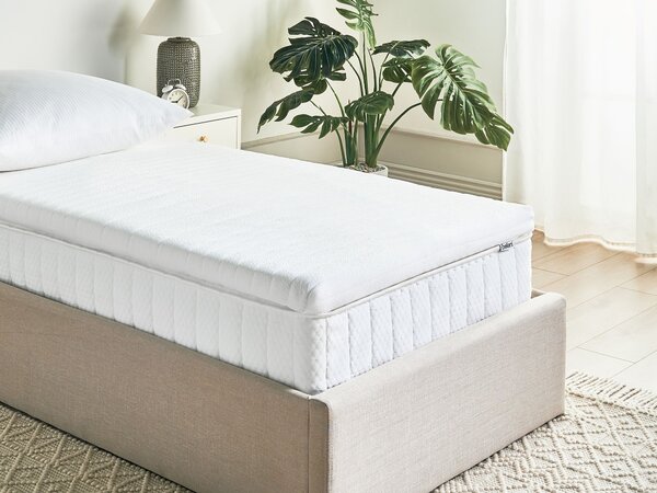 Vrchný matrac biela pamäťová pena polyesterový poťah 90 x 200 cm topper podložka na posteľ spálňa
