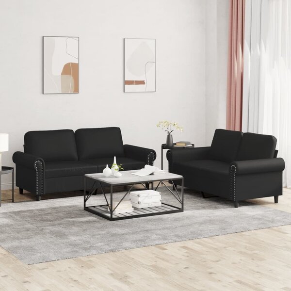 Maison Exclusive – 2-dielna sedacia súprava s vankúšmi, čierna umelá koža