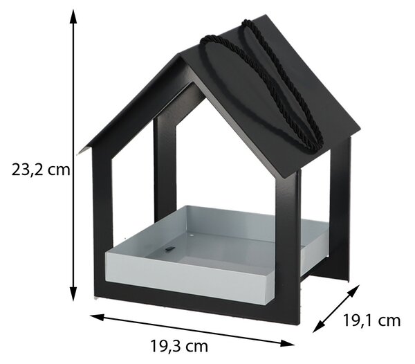 Závesné kŕmidlo pre vtáky Easy, 23x19x19 cm, kov, čierna