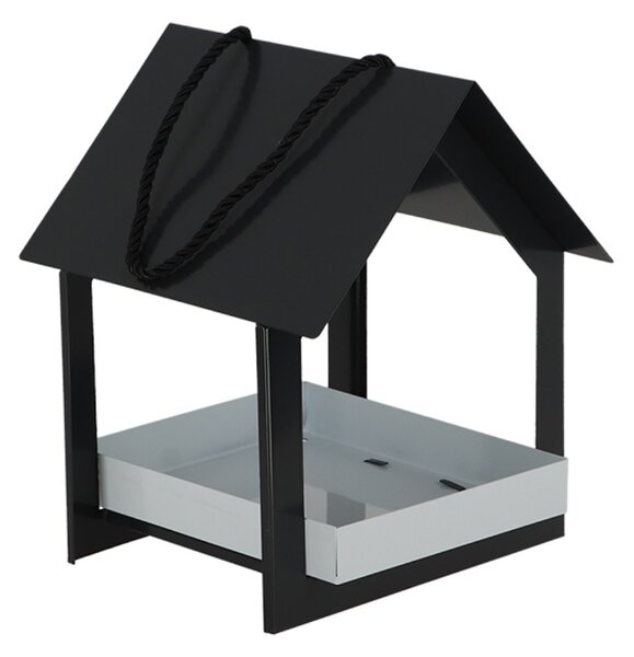 Závesné kŕmidlo pre vtáky Easy, 23x19x19 cm, kov, čierna