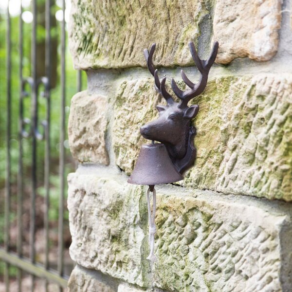 Záhradný zvonček Deer, 27x22 cm, liatina, hnedá