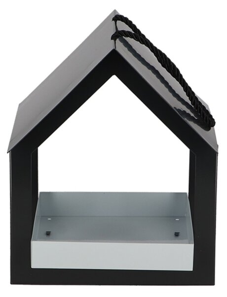 Závesné kŕmidlo pre vtáky Easy, 23x19x19 cm, kov, čierna