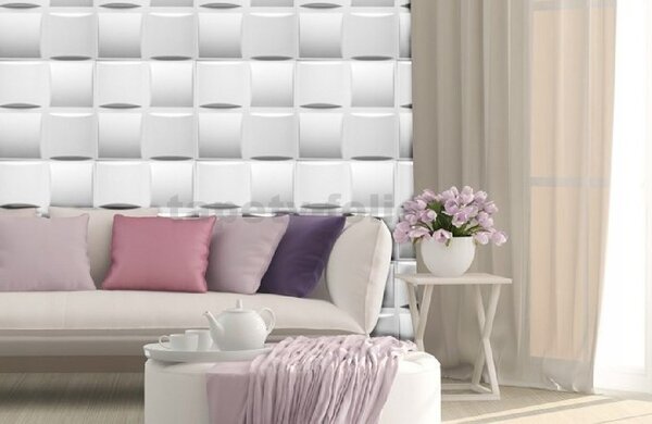 Stropné panely 3D XPS 0003, rozmer 50 cm x 50 cm, PLAID biely, IMPOL TRADE
