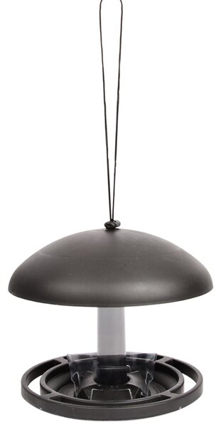 Závesné kŕmidlo pre vtáky Mushroom, 17,5x19,5 cm, plast, čierna