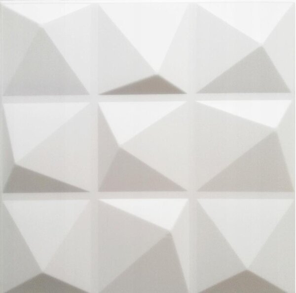 Stropné panely 3D XPS 0011, cena za kus, rozmer 50 cm x 50 cm, PYRAMIDS biely, IMPOL TRADE