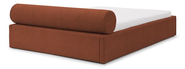 Čalúnená dvojlôžková posteľ s úložným priestorom s roštom 140x200 cm v terakotovej farbe Cille – Ropez
